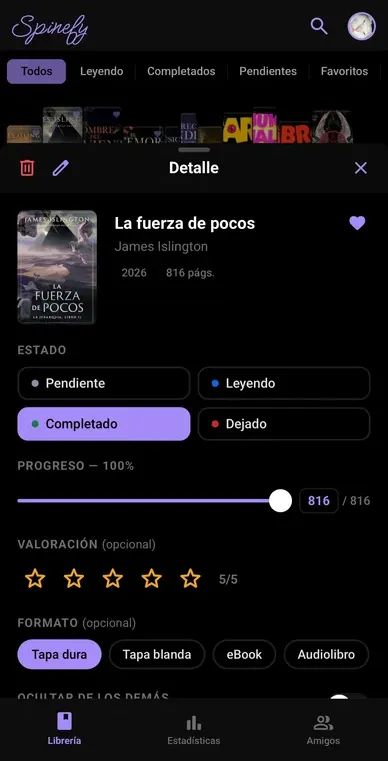 Spinefy app screenshot